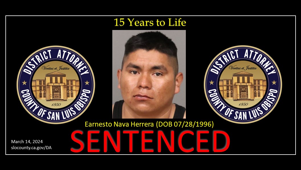 Booking Photo (3/28/2021) Earnesto Nava Herrera (07/28/1996)  Sentenced Click to view article, Earnesto Nava Herrera (27) sentenced to 15 years to life for murder in the drunk driving death of 14-year-old