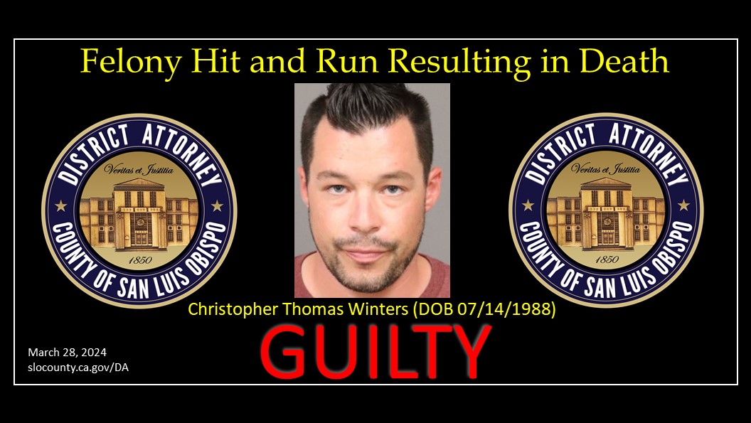 Booking Photo (07/03/2021) Christopher Thomas Winters (DOB 07/14/1988) Guilty Click to view article, Jury Convicts Christopher Thomas Winters of Felony Hit and Run Resulting in Death 