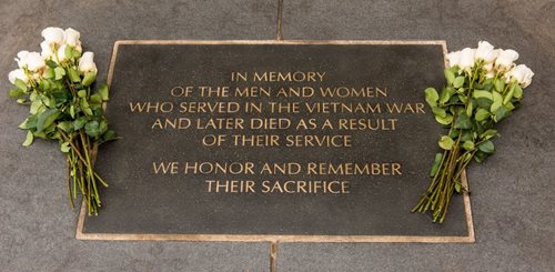 The plaque that honors these veterans was dedicated as a part of the Vietnam Veterans Memorial in 2004. It reads:  In Memory of the men and women who served in the Vietnam War and later died as a resu