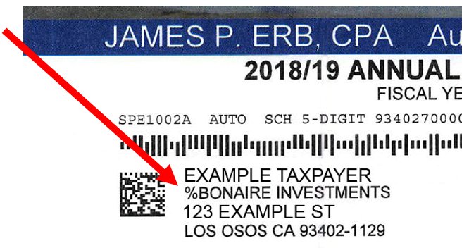 Address example highlighting the error of Bonaire Investments