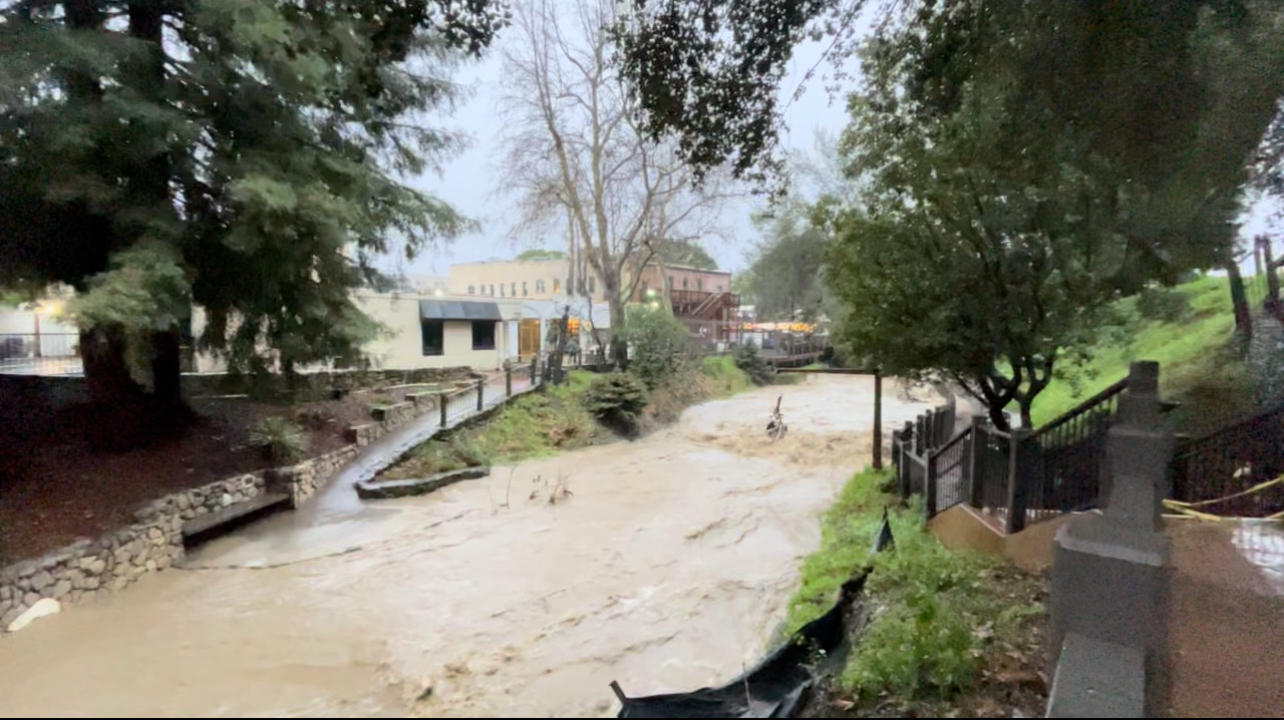 San Luis Obispo Creek overflowing