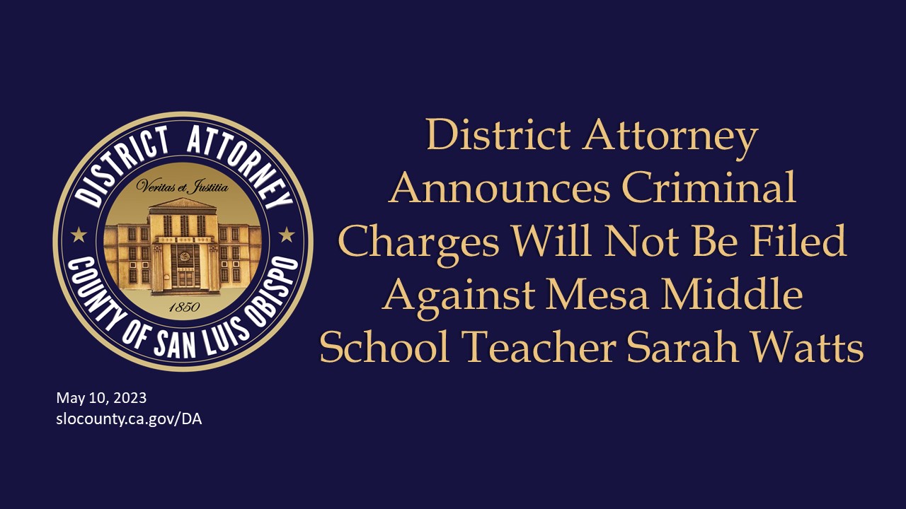 Criminal charges will not be filed against Mesa Middle School teacher Sarah Watts