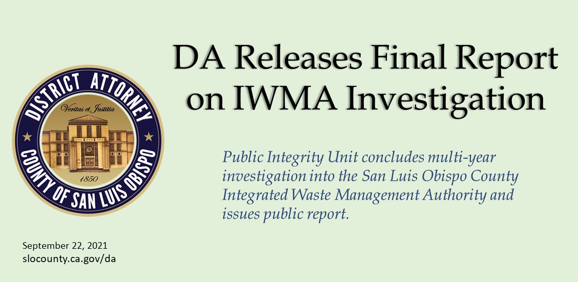 DA Releases Final Report on IWMA Investigation