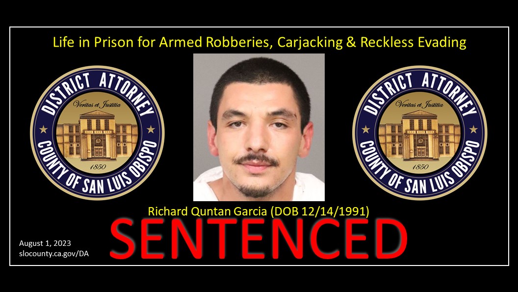 Booking Photo (11/29/2021) Richard Quntan Garcia (DOB 12/14/1991) Click to view article, Richard Quntan Garcia Sentenced to Life in Prison for Armed Robberies, Carjacking, and Reckless Evading