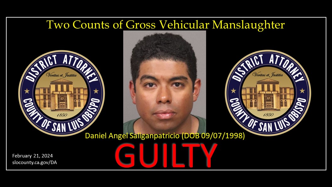 Booking Photo (02/27/2023 Daniel Angel Saliganpatricio (DOB 09/07/1998) Guilty Click to view article, Daniel Angel Saliganpatricio (25) Pleads Guilty to Two Counts of Gross Vehicular Manslaughter 
