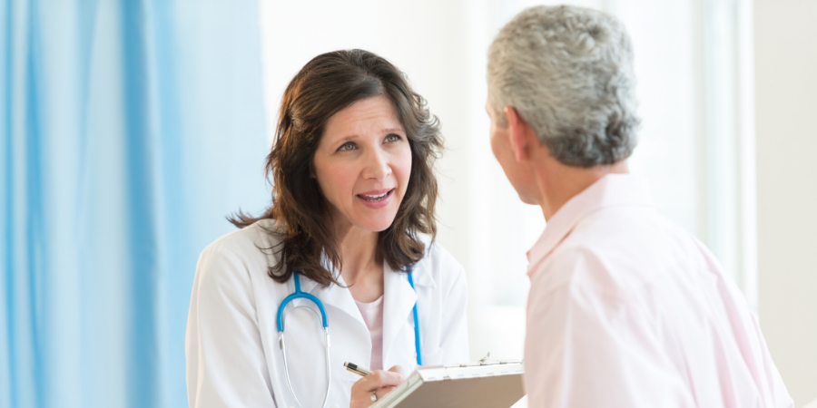 Health care provider consults with patient