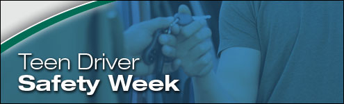 Picture of teen handling care keys with text overlay that reads Teen Driver Safety Week. 
