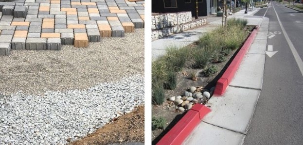 Gravel, pavers and curbs set to guide stormwater