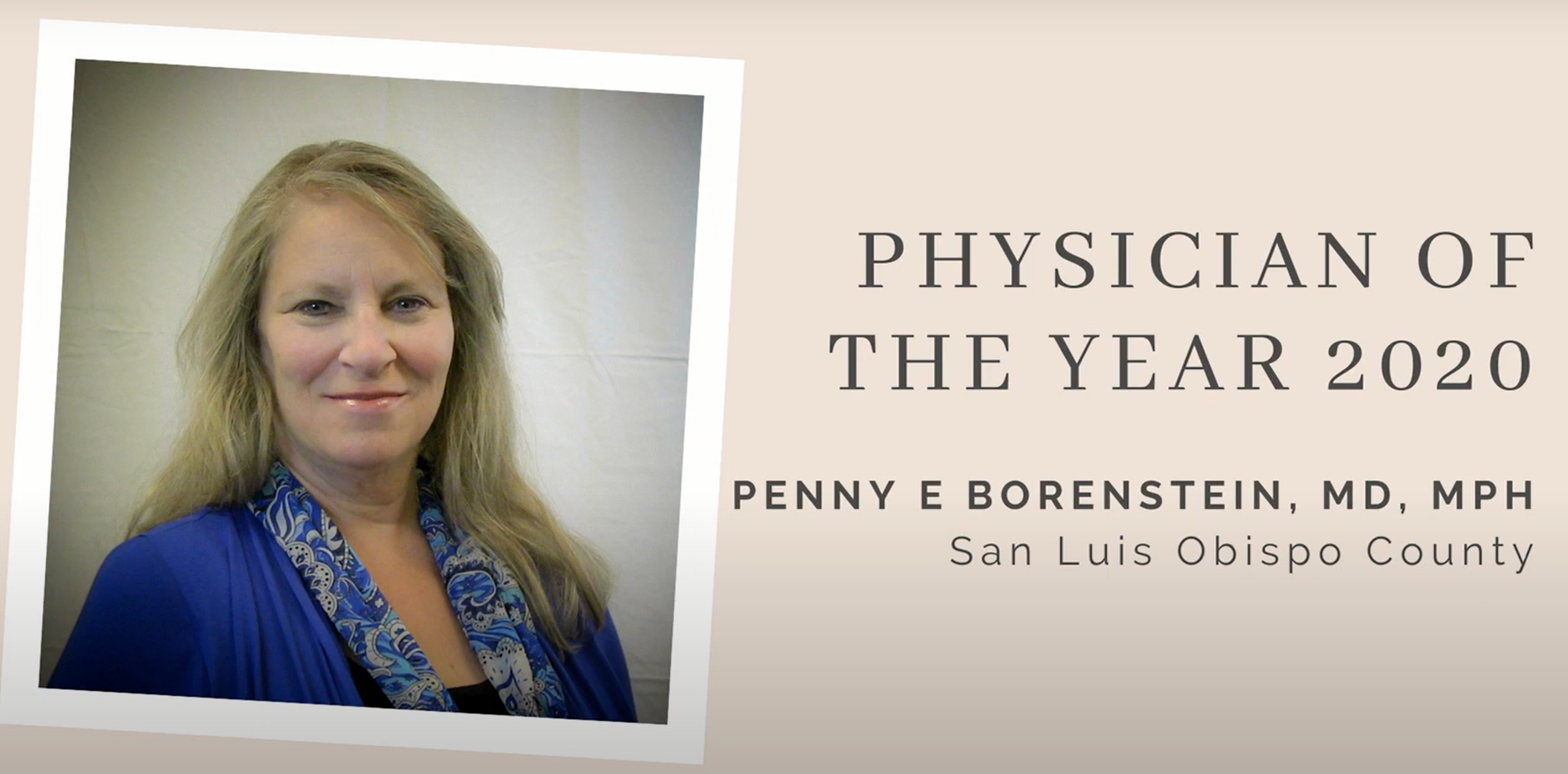 Image announcing Dr. Borenstein as Physician of the Year