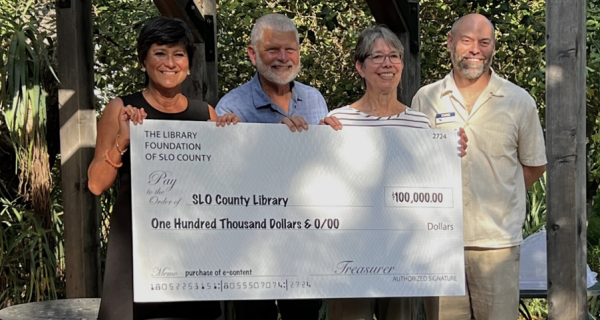 library foundation donation Click to view article, County of SLO Public Libraries Accepts  Large Donation for New Materials 