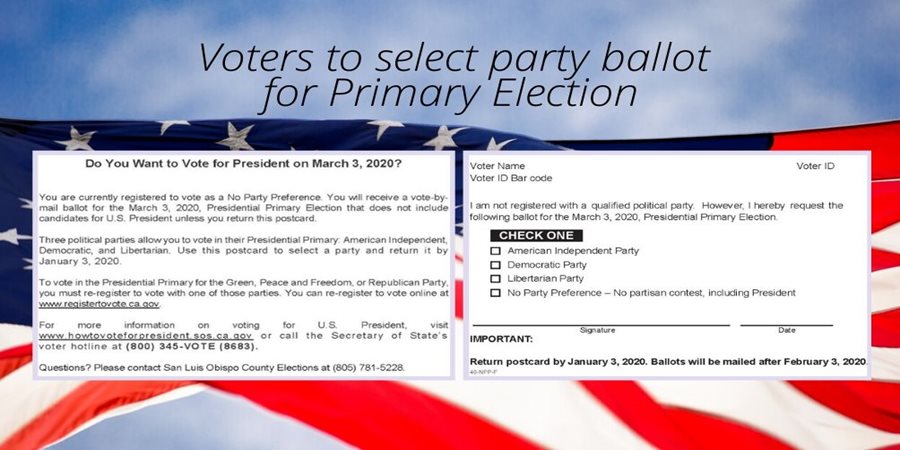  Click to view article, Postcards Being Sent To Permanent Vote-By-Mail No Party Preference Voters to Select Party Ballot for the Primary Election
