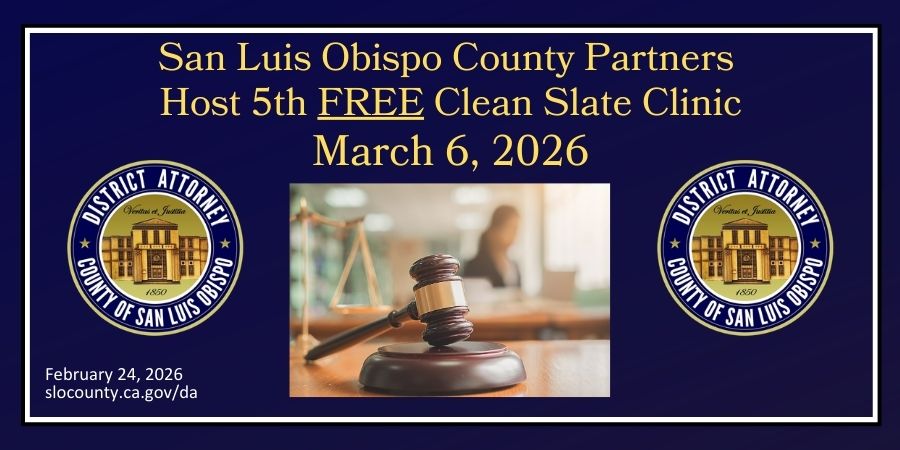 San Luis Obispo County Partners to Host 5th Clean Slate Clinic March 6, 2026
