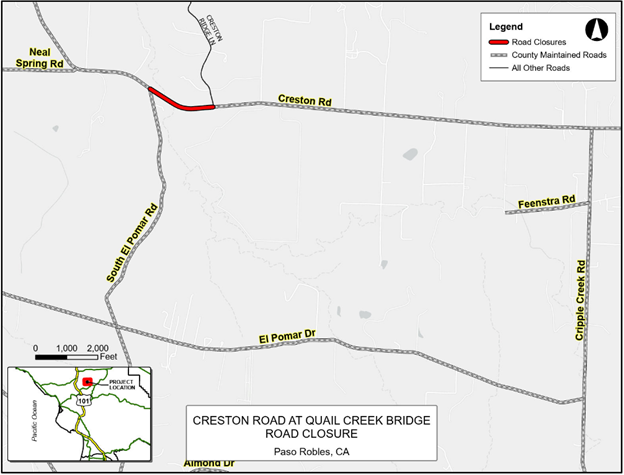 Road closure on Creston Rd