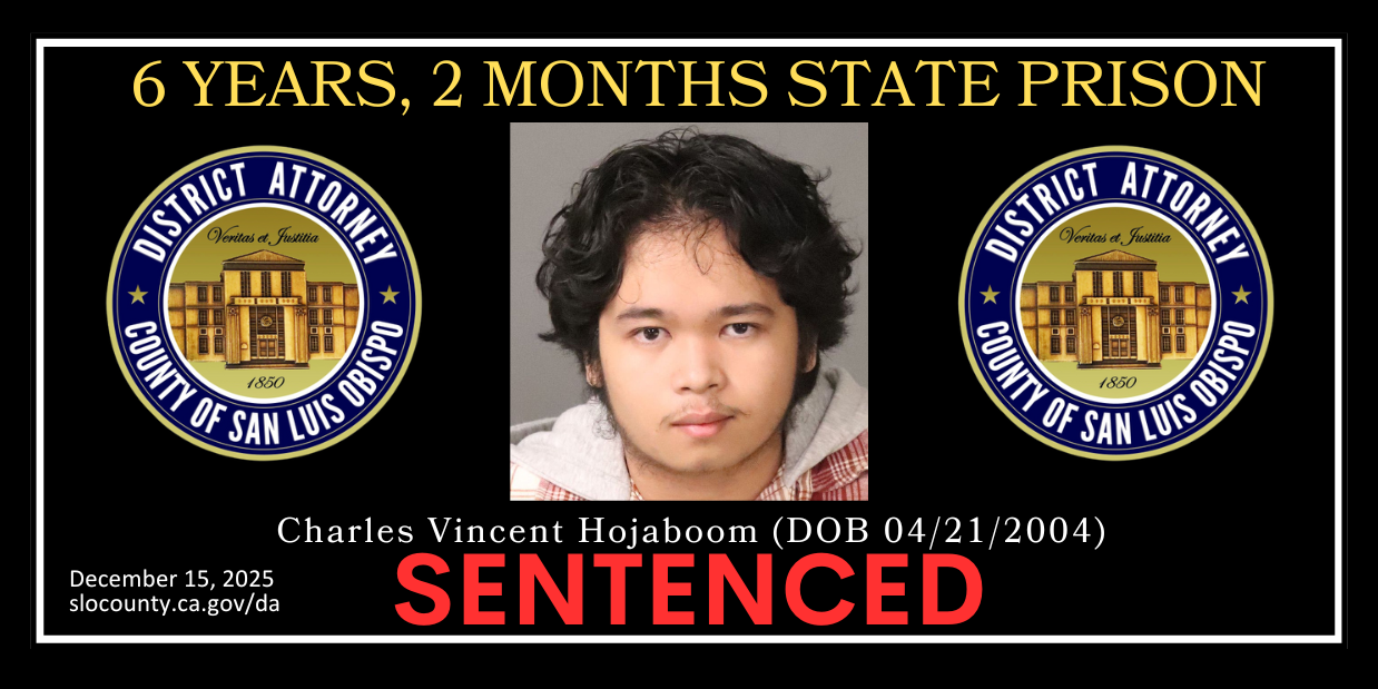 Charles Vincent Hojaboom (DOB 04/21/2004) Sentenced to State 6 years, 2 months Prison