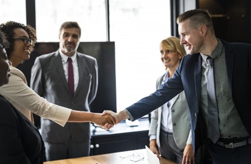 People collaborating at a business meeting
