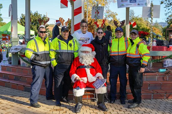 City workers and Santa during the Reindeer Run.