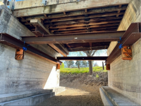 Repairs under the bridge over Quail Creek