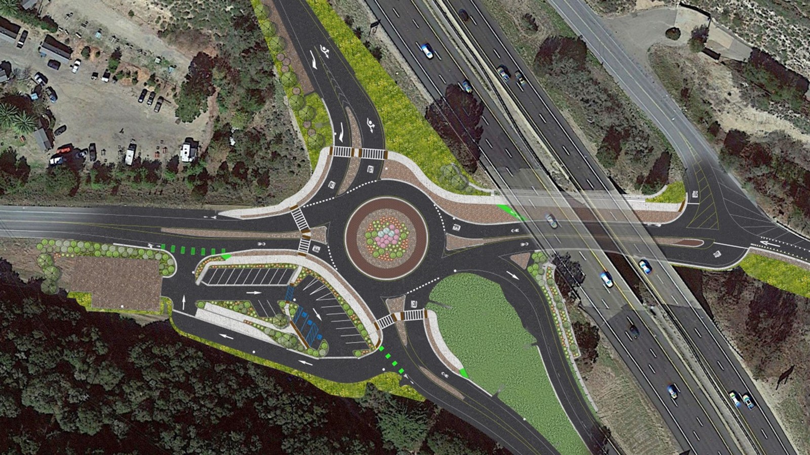 Avila Beach Drive Roundabout Click to view article, Construction of the Avila Beach Drive at US 101 Operational Improvement Project